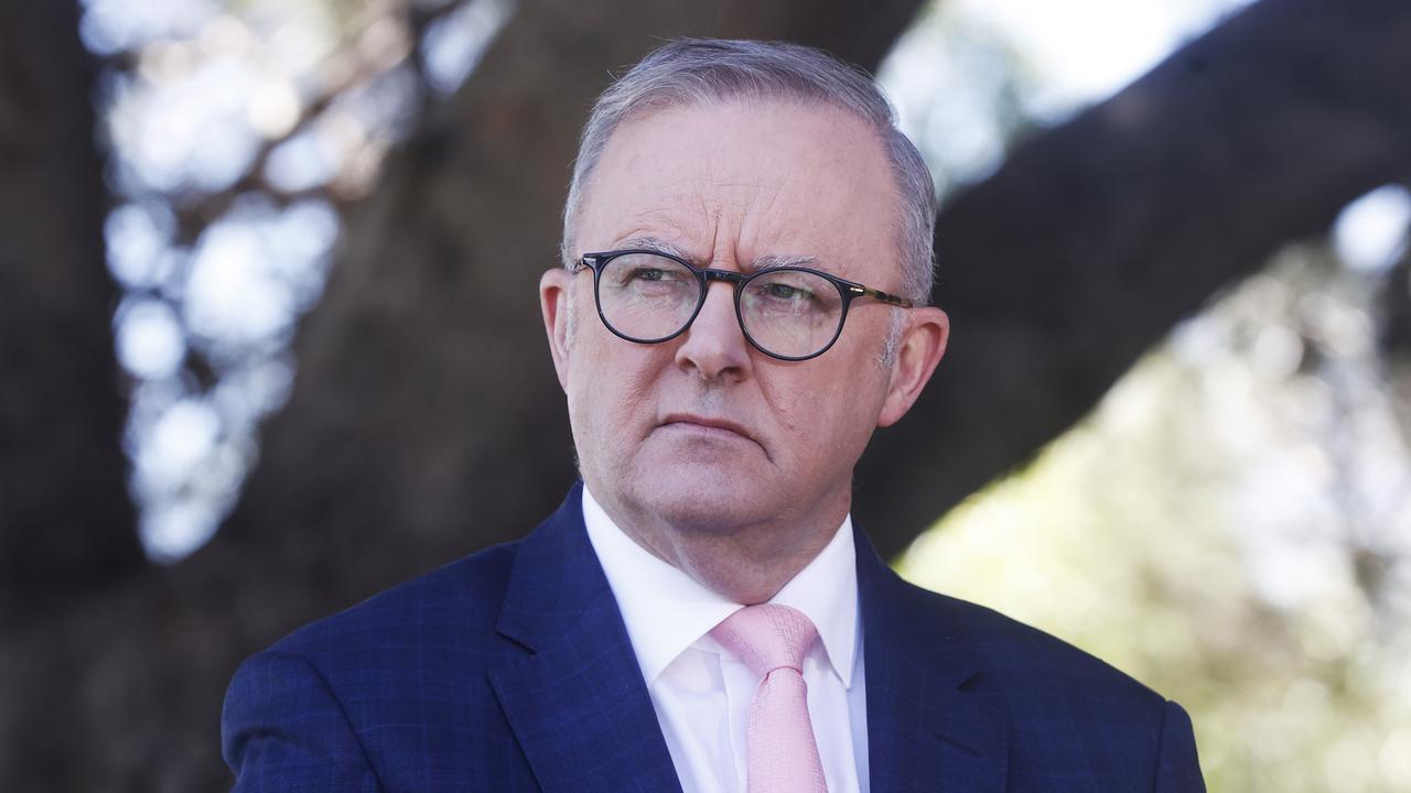 Prime Minister Anthony Albanese in Sorell to announce Rebecca White former state leader of Labor as the Lyons Labor candidate for the next federal election. Picture: Nikki Davis-Jones