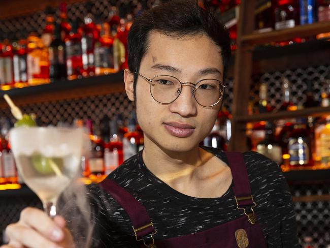 Head Bartender Anthony Le, poses for photographs at Nick and Nora's on Monday the 24th of September 2018.Nick and Nora's is a luxe new bar opening on the 26th floor of the V by Crown building in Parramatta.(AAP Image/ Justin Sanson)