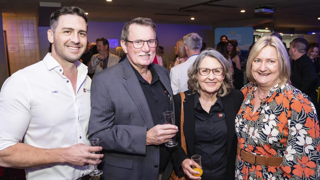 At the Legends at their Game luncheon are (from left) Luke Best, Malcolm Davison, Prue Davison and Meryl Manteufel hosted by Toowoomba Hospital Foundation at Rumours International, Friday, May 5, 2023. Picture: Kevin Farmer