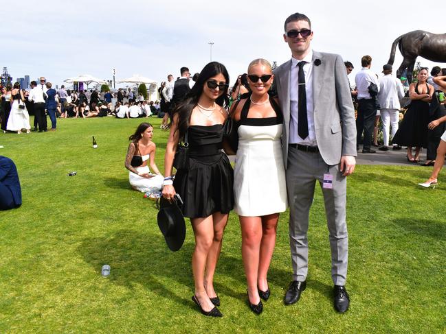 Guests in striking racewear at Penfolds Derby Day at the Flemington Racecourse on Saturday, November 02, 2024: