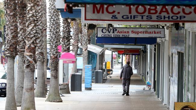 An empty Moorabool St on Sunday in Geelong. Picture: Mike Dugdale