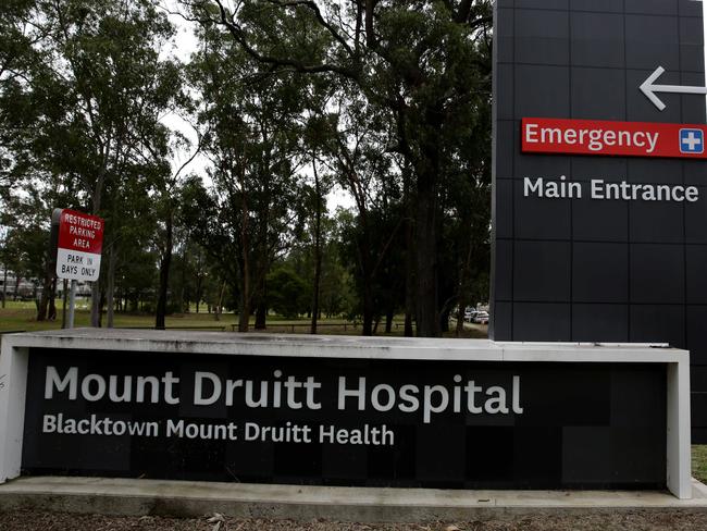 The woman turned up at Mt Druitt Hospital.