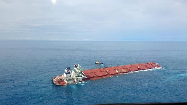 A South Korean ship loaded with iron ore sinking off Brazil. Picture: AFP