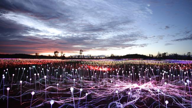 The Field of Light exhibition in Uluru.