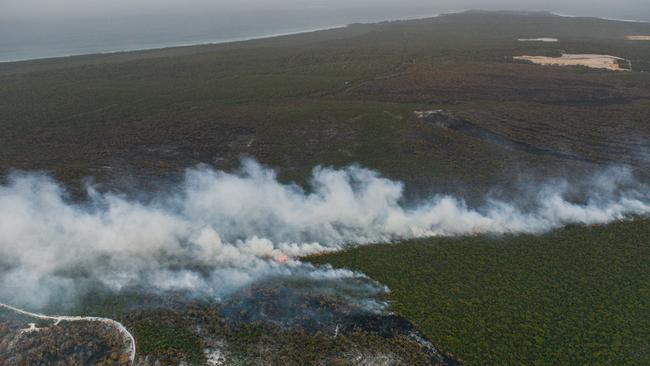 The January North Stradbroke Island fire from the air. Picture: Angie Simms