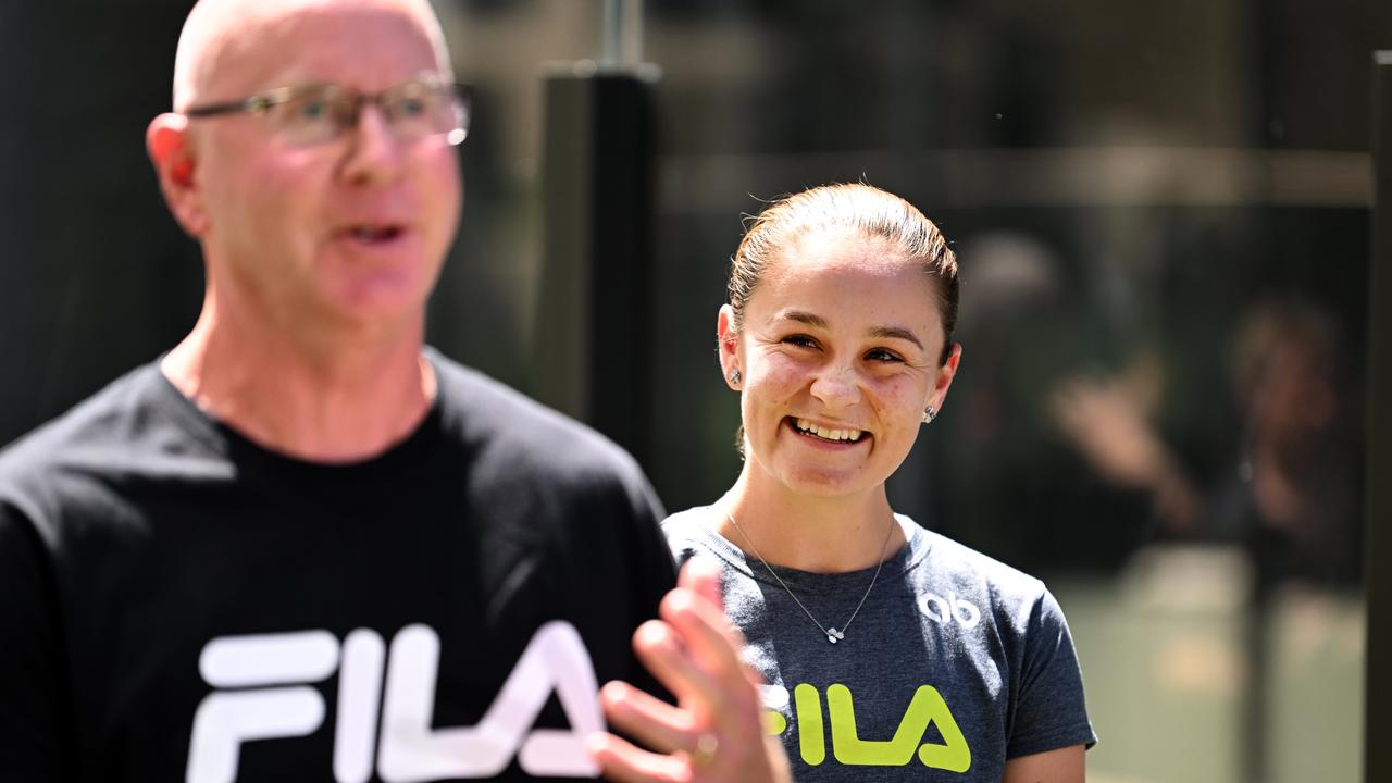 Barty looks on at Tyzzer. Picture: NCA NewsWire / Dan Peled