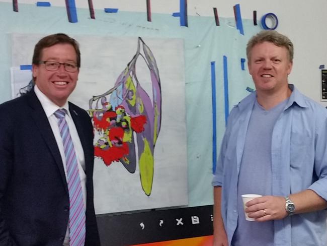 Police and Emergency Services Minister Troy Grant, with Jan Cleveringa at his studio.