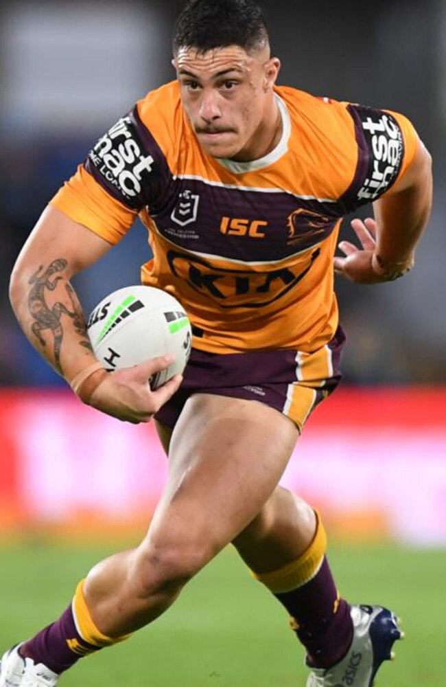 Kotoni Staggs on the field for the Brisbane Broncos this year. Picture:Scott Davis/NRL Photos