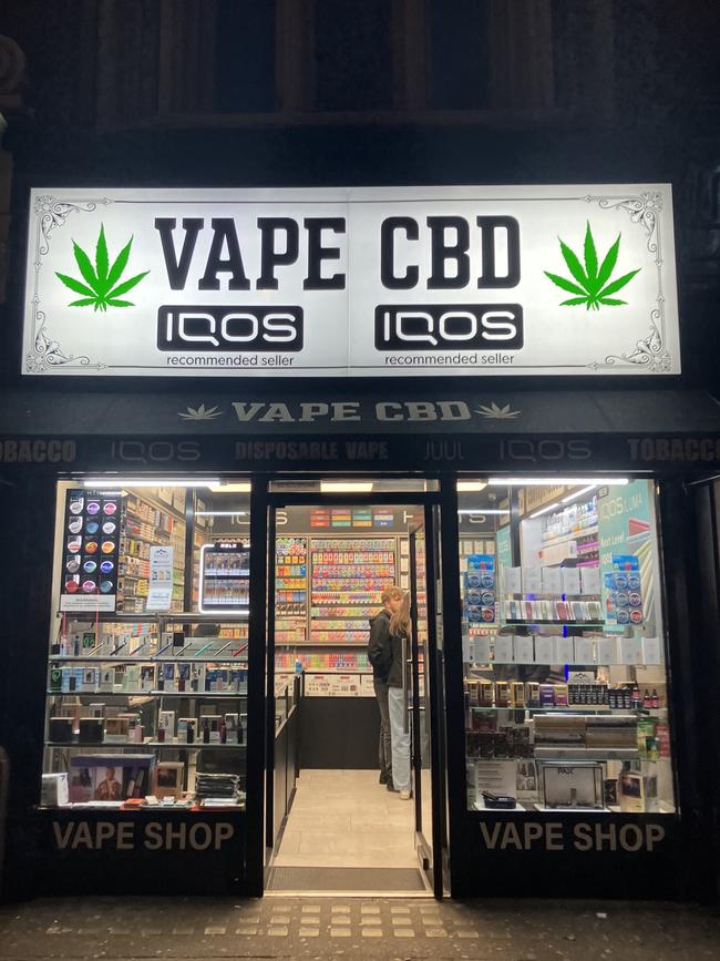 Shops selling illegal vapes have popped up on every corner in London. Picture: Natasha Robinson