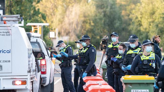 Hundreds of police have been deployed to the border. Picture: Simon Dallinger