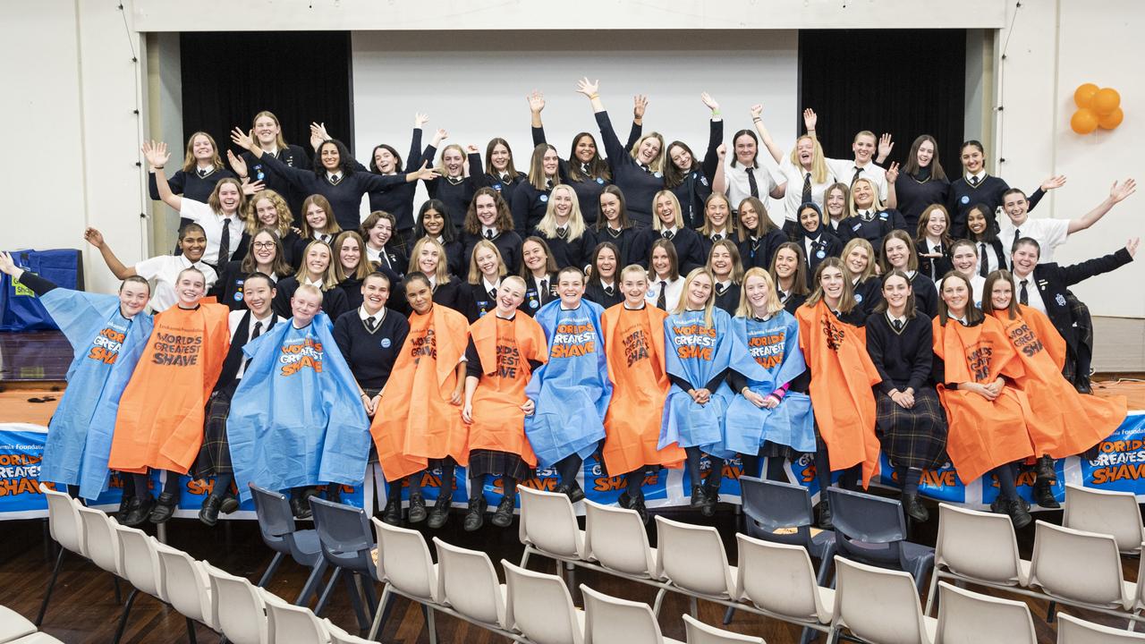More than 60 staff and students are part of the Fairholme College community team that raised over $95k for the Leukaemia Foundation in the World's Greatest Shave, Friday, May 24, 2024. Picture: Kevin Farmer