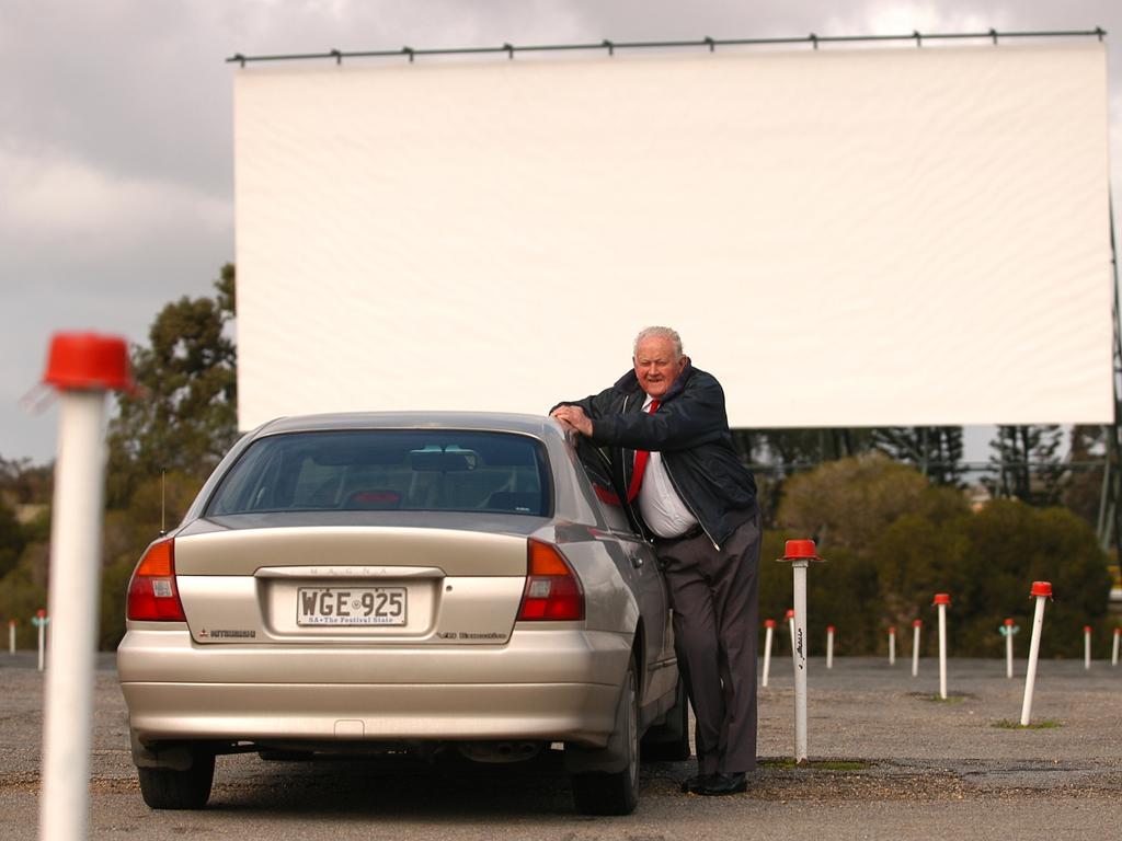 Don Riddell at the Gepps Cross drive-in in 2008. Picture: Nicholas Wrankmore