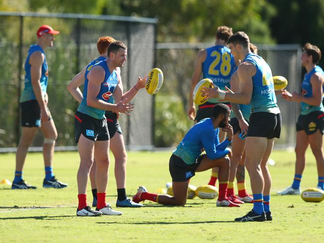 Pearce Hanley during a Gold Coast Suns AFL training session at the Austworld Centre on July 29, 2020 in Gold Coast, Australia. (Photo by Chris Hyde/Getty Images)