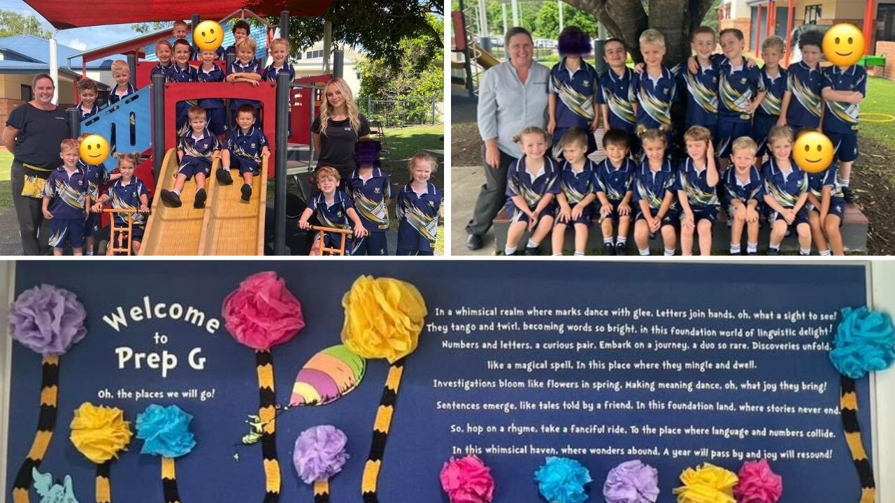 Pictured with her class, Prep G, and her lovely teacher’s aide Miss Cherise Kern in the top two photos, Cathy Cody has shared with us her welcoming display for her classroom, whose words reflect the learning journey that she loves about prep.