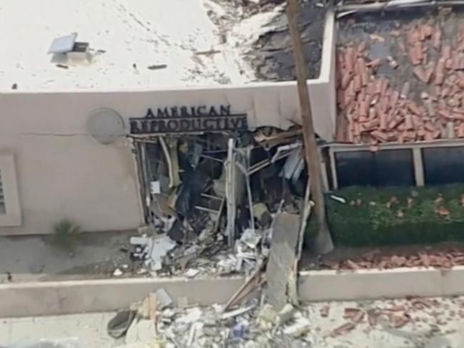 Debris covers the ground after the blast. Picture: ABC7 Los Angeles via AP