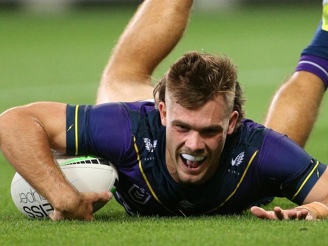 NRL 2021 RD01 Melbourne Storm v South Sydney Rabbitohs - Ryan Papenhuyzen, TRY CELEBRATION Must Credit:  NRL Photos