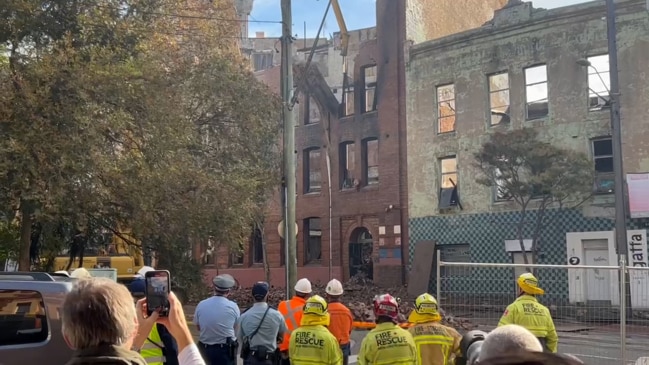 Demolition of burnt building in Surry Hills