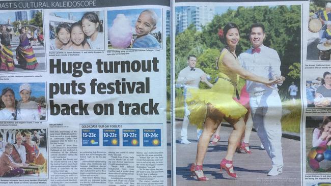 A 2017 Gold Coast Bulletin spread on Gold Coast Multicultural Festival at the Broadwater Parklands.