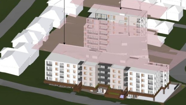 An artist's impression of an apartment complex at Moseley and Donald streets at Carlingford.