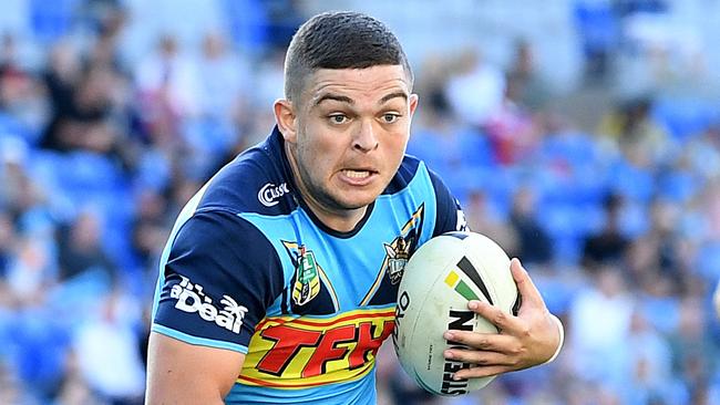 Ashley Taylor of the Titans during the Round 11 NRL match between the Gold Coast Titans and the Newcastle Knights at CBUS Super Stadium at Robina on the Gold Coast, Saturday, May 19, 2018. (AAP Image/Dave Hunt) NO ARCHIVING, EDITORIAL USE ONLY