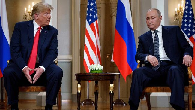 Trump and Putin in 2018. Picture: AFP