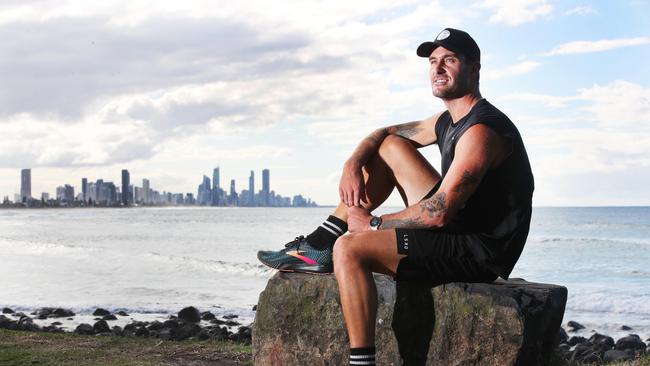 Matt Poole at Burleigh Headland training for the Gold Coast marathon. Picture Glenn Hampson