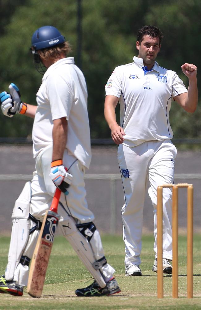 Tallan Wright celebrates a wicket for Greenvale Kangaroos last summer. Picture: Hamish Blair