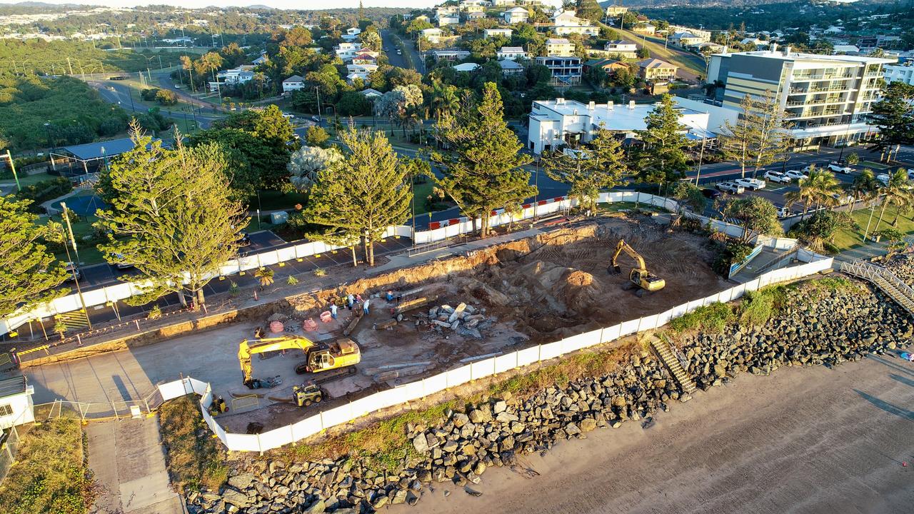 Drone photos of the progress of Keppel Bay Sailing Club and Convention Centre demolition and build by Droneiac.
