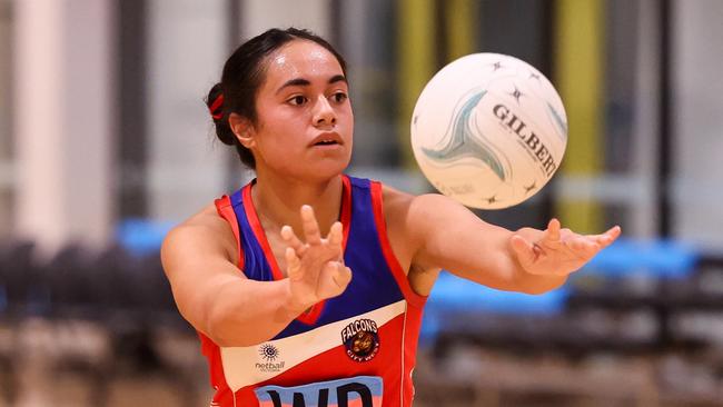 City West Falcons' Lucia Fauonuku during the Victorian Netball League Championship season. Photo: Grant Treeby/NV