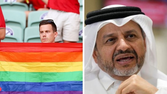 Major General Abdulaziz Abdullah Al Ansari said that confiscating rainbow flags would be the only way to protect LGBTQ people at the World Cup in Qatar. Picture: Getty/Darko Bandic/AP