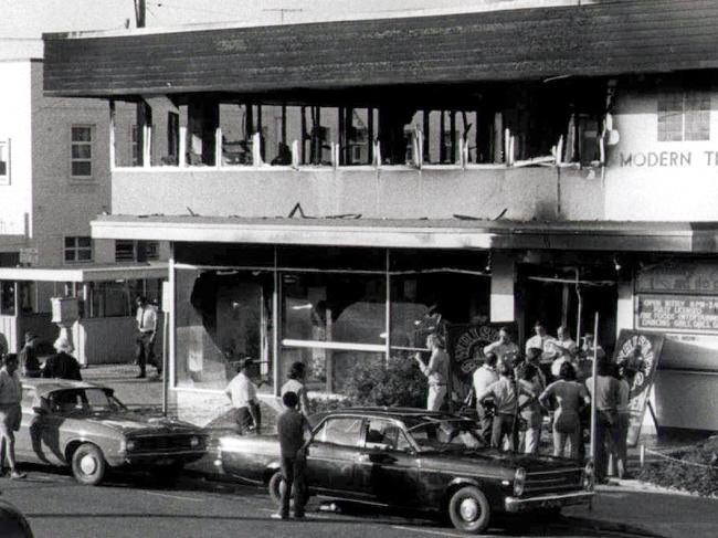 FILE PIC -   Whiskey Au Go Go nightclub in Amelia Street Fortitude Valley where two 4 gallon drums of super petrol were placed to set fire to the premises 08 Mar 1973  - arson crime qld fires murder discos nightclubs scene