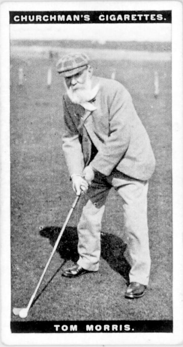 Golf champion Old Tom Morris on tobacco golf cards.