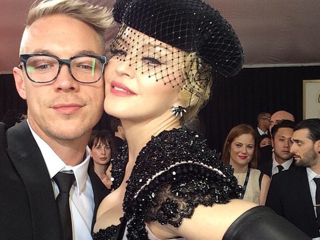 Diplo gets up close and personal, "Selfie w @madonna #grammys2015 #armanideoderant #baseballbat #greatestartistaofalltimeever." Picture: Instagram