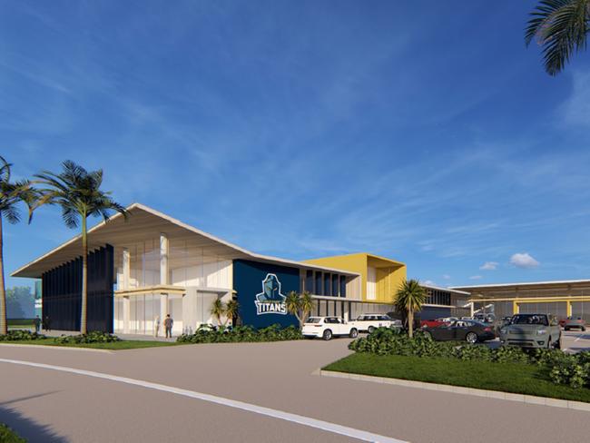 Artist impression of the new Gold Coast Titans headquarters at Emerald Lakes, Carrara. Picture: Supplied