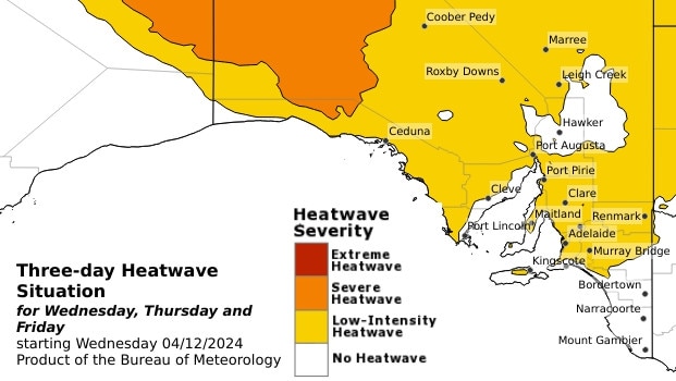 SA heatwave map. Picture: BOM