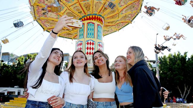 Jasmine Agostino, Jess Piper, Evelyn Delord, Alicia Loader and Laura Ashwin at the Show. Picture: Toby Zerna