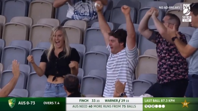 Punter takes a screamer off Warner in the stands