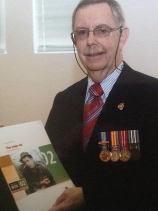 Campaign ... Richard Barry holding a case study of his experiences fighting in Vietnam.