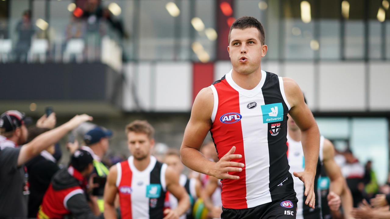 Rowan Marshall of the Saints runs out during the AFL Marsh Community Series