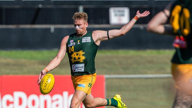 Jackson Calder playing in the St Mary's vs Tiwi Bombers match in Round 6 of the 2024-25 NTFL season. Picture: Pema Tamang Pakhrin