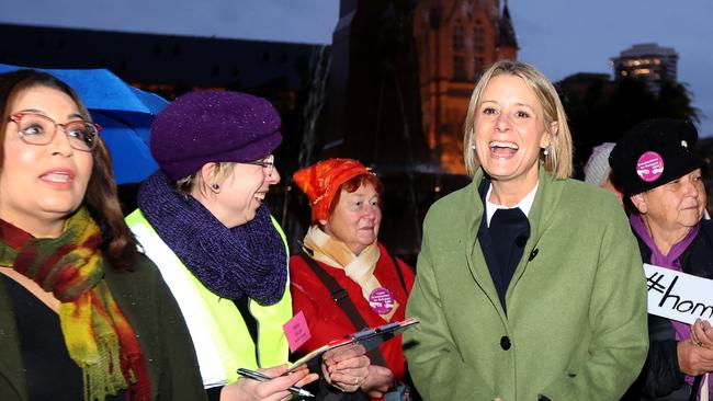 Kristina Keneally and other supporters of the Murugappan family at a vigil in Sydney. Picture: NCA NewsWire / Dylan Coker