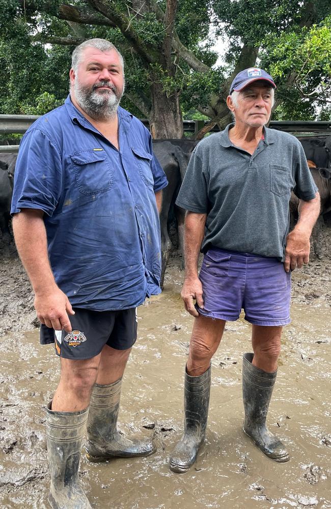 Coraki farmer Brett Powell and his father Russell pause after losing everything in the 2022 floods.