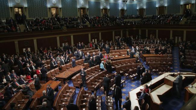 Members of Congress arrive for the State of the Union address in the chamber of the US House of Representatives. Picture: AFP