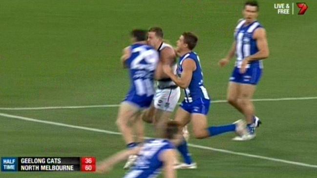 Harvey and Selwood clash.