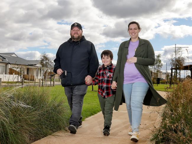 Harley Williams with his partner Bree and son Logan in Eynesbury have signed on to build a new home in the estate with the developer, who owns their current rental, agrees to let them put this year's rent towards a deposit on their new purchase. Picture: Ian Currie