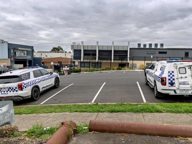 Police maintain a presence at the mosque. Picture: David Geraghty