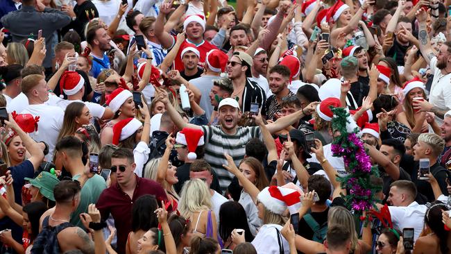 A crowd gathered at Bronte Beach on Christmas Day. Picture: Toby Zerna