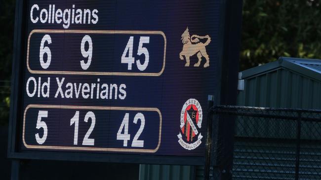 Collegians defeated Old Xaverians by three points last weekend at Harry Trot Oval. Picture: Stuart Milligan