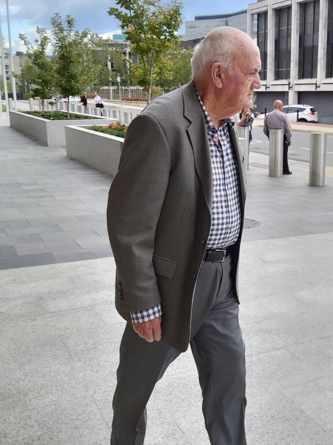 John Walter Cattle, a former Canberra tennis coach, leaves the ACT Supreme Court on the first day of his historic child sex offence trial. Picture: Craig Dunlop