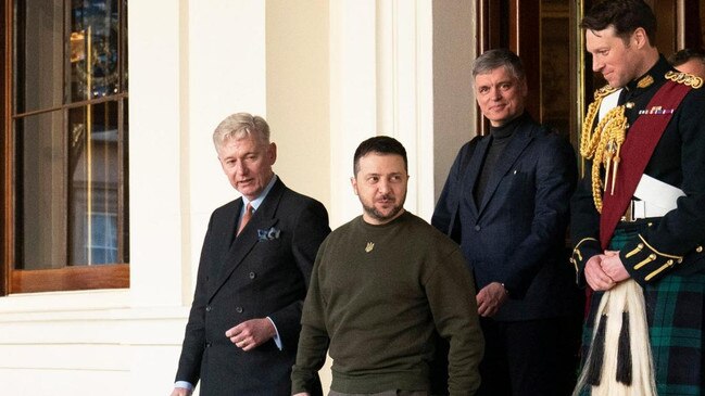 Prystaiko, third from left, welcomed Zelensky during the Ukrainian president’s visit to London in February. Picture: Getty Images